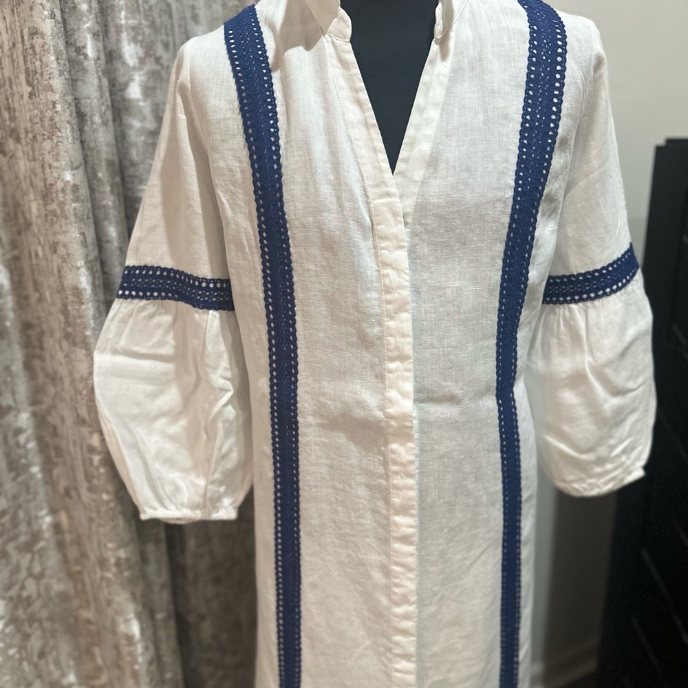 Soft Surroundings White and Blue Midi Dress